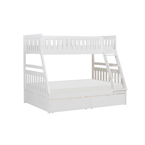 Hometrend White Twin/Full Bunk Bed with Storage