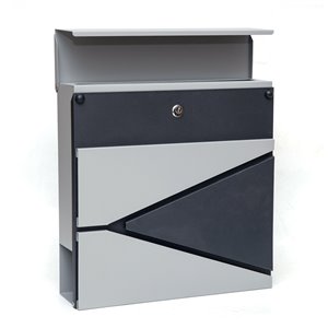 Fine Art Living 14.3-in x 14.3-in Metal Grey/Black Wall Mounted Mailbox with Newspaper Holder