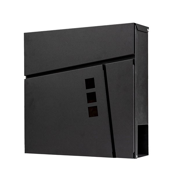 Fine Art Living 14.3-in x 14.3-in Metal Black Wall Mounted Mailbox/Newspaper Holder