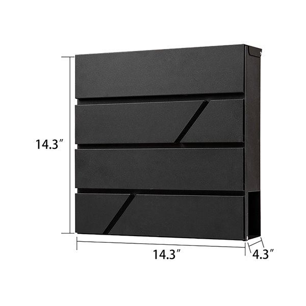 Fine Art Living 14.3-in x 14.3-in Metal Black Wall Mounted Mailbox
