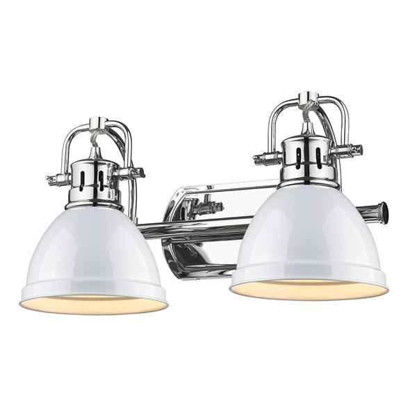 Golden Lighting Duncan 2-light Chrome Industrial Vanity Light with White Shades