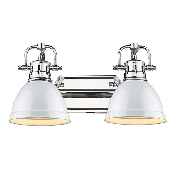 Golden Lighting Duncan 2-light Chrome Industrial Vanity Light with White Shades