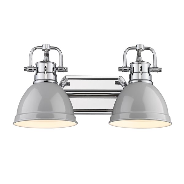 Luminaire Duncan à 2 ampoules pour meuble-lavabo, chrome, abat-jour gris de Golden Lighting