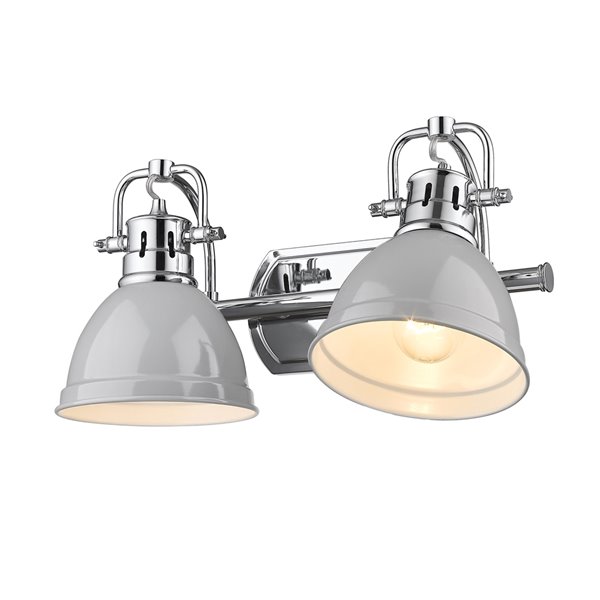 Luminaire Duncan à 2 ampoules pour meuble-lavabo, chrome, abat-jour gris de Golden Lighting