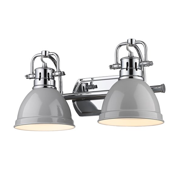 Luminaire Duncan à 2 ampoules pour meuble-lavabo, chrome, abat-jour gris de Golden Lighting