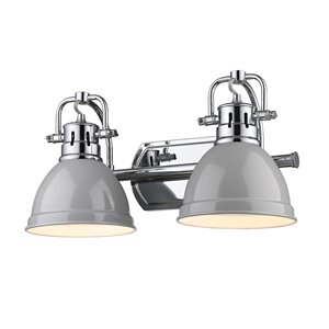 Golden Lighting Duncan 2-light Chrome Industrial Vanity Light with Grey Shades