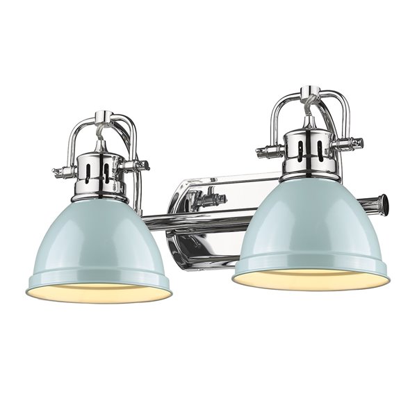 Luminaire Duncan à 2 ampoules pour meuble-lavabo, chrome, abat-jour menthe de Golden Lighting