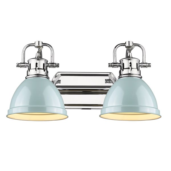 Luminaire Duncan à 2 ampoules pour meuble-lavabo, chrome, abat-jour menthe de Golden Lighting