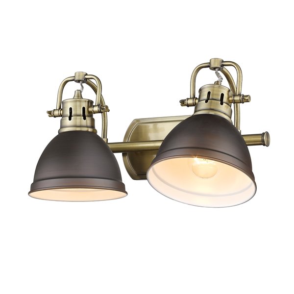 Luminaire Duncan à 2 ampoules pour meuble-lavabo, cuivre, abat-jour bronze de Golden Lighting