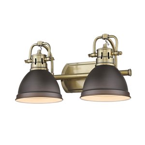 Luminaire Duncan à 2 ampoules pour meuble-lavabo, cuivre, abat-jour bronze de Golden Lighting