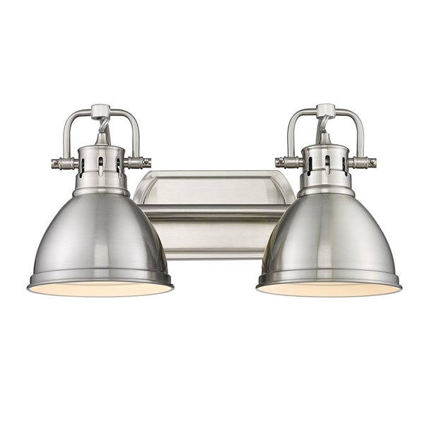 Golden Lighting Duncan 2-light Pewter Industrial Vanity Light with Pewter Shades