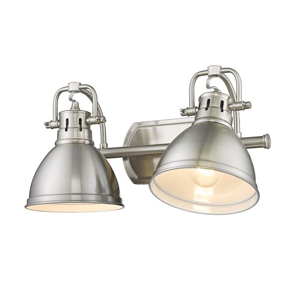 Golden Lighting Duncan 2-light Pewter Industrial Vanity Light with Pewter Shades