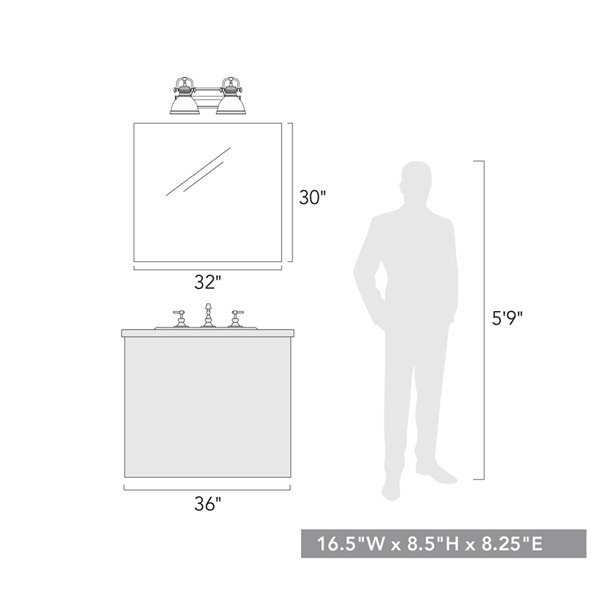 Golden Lighting Duncan 2-light Pewter Industrial Vanity Light with Pewter Shades