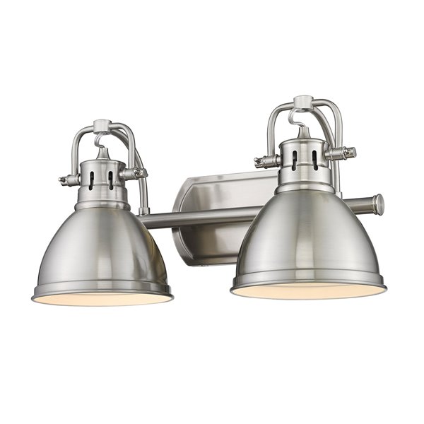 Golden Lighting Duncan 2-light Pewter Industrial Vanity Light with Pewter Shades