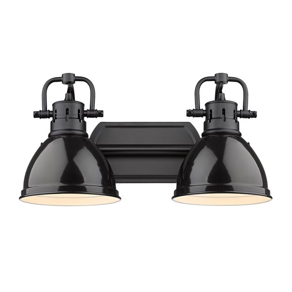 Golden Lighting Duncan 2-light Black Industrial Vanity Light with Black Shades