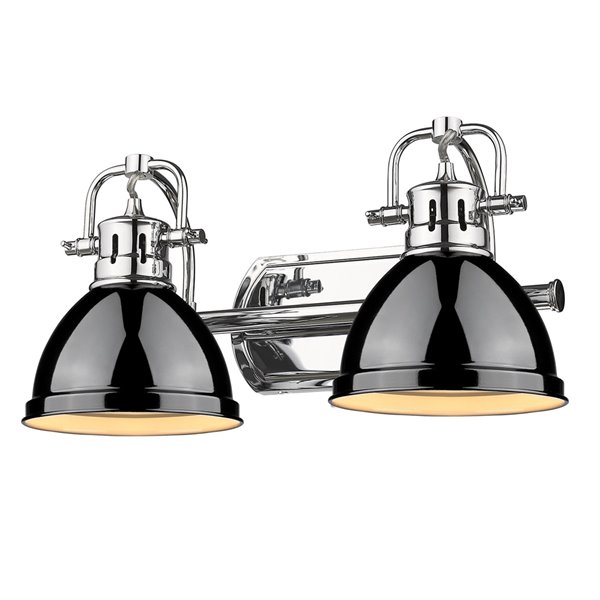 Luminaire Duncan à 2 ampoules pour meuble-lavabo, chrome, abat-jour noir de Golden Lighting