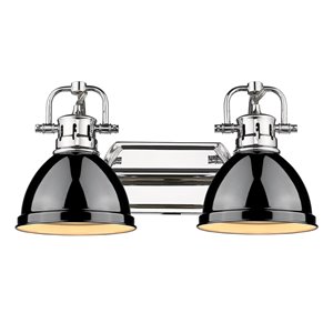 Luminaire Duncan à 2 ampoules pour meuble-lavabo, chrome, abat-jour noir de Golden Lighting