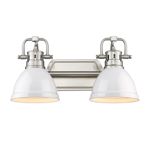 Golden Lighting Duncan 2-light Pewter Industrial Vanity Light with White Shades