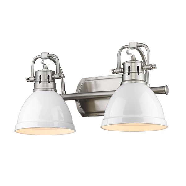 Golden Lighting Duncan 2-light Pewter Industrial Vanity Light with White Shades