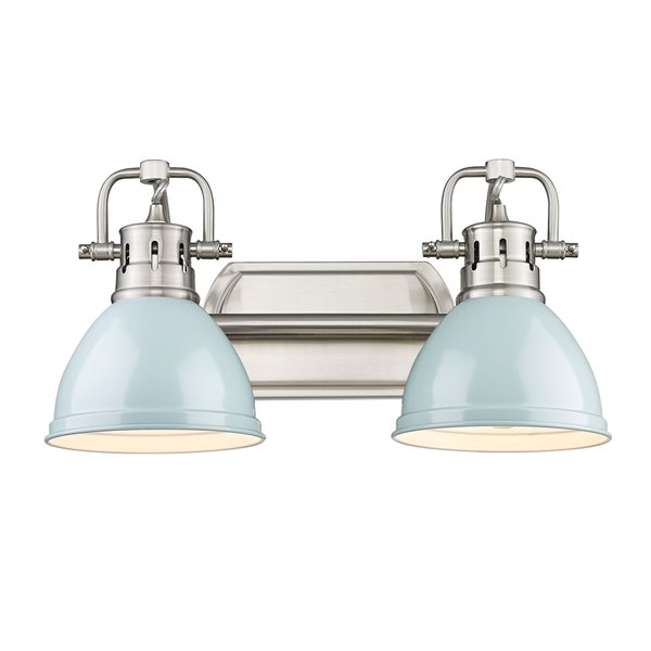 Golden Lighting Duncan 2-light Pewter Industrial Vanity Light with Seafoam Shades