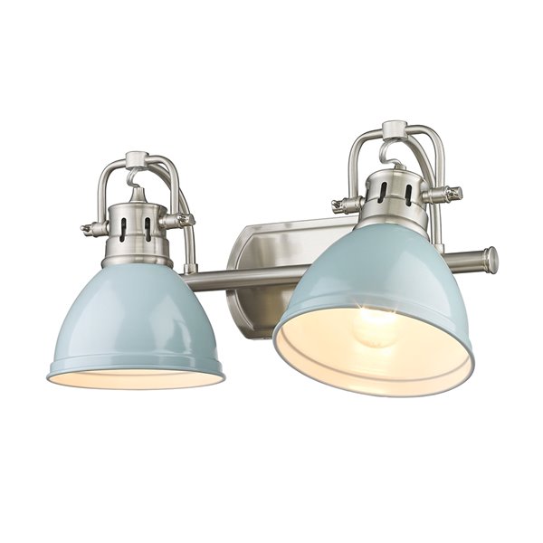 Golden Lighting Duncan 2-light Pewter Industrial Vanity Light with Seafoam Shades