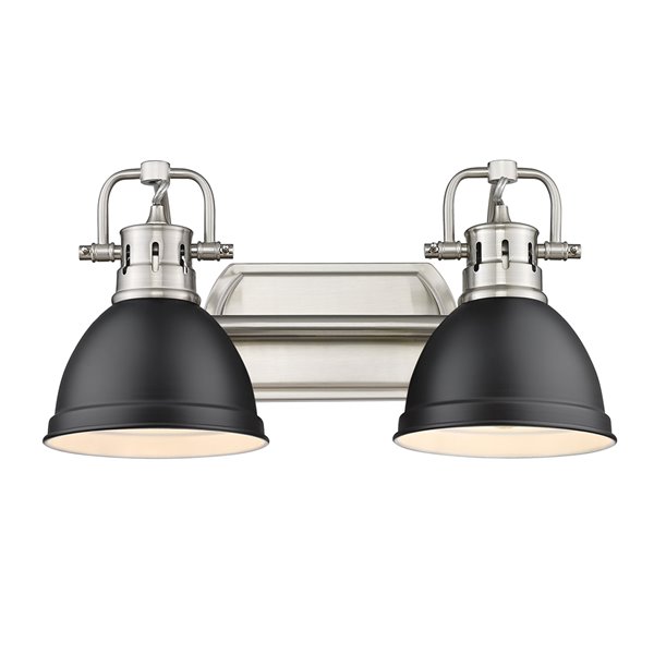 Golden Lighting Duncan 2-light Pewter Industrial Vanity Light with Matte Black Shades