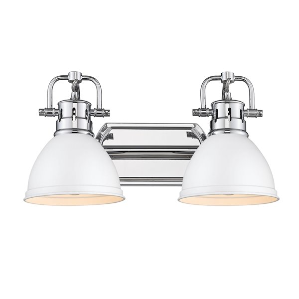 Golden Lighting Duncan 2-light Chrome Industrial Vanity Light with Matte White Shades