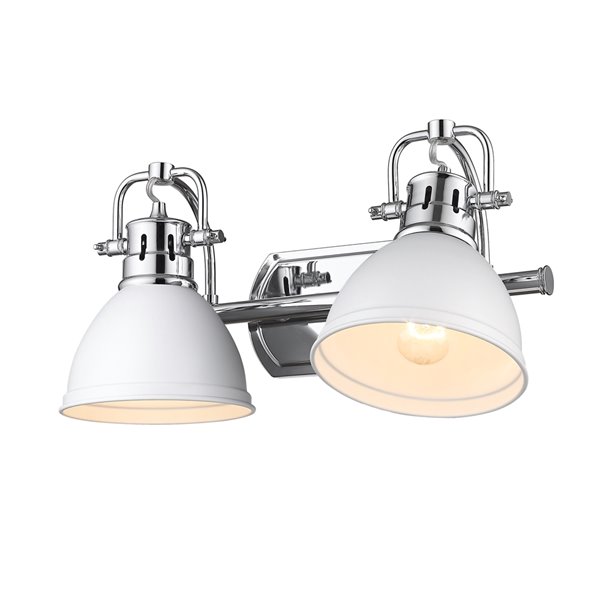 Golden Lighting Duncan 2-light Chrome Industrial Vanity Light with Matte White Shades