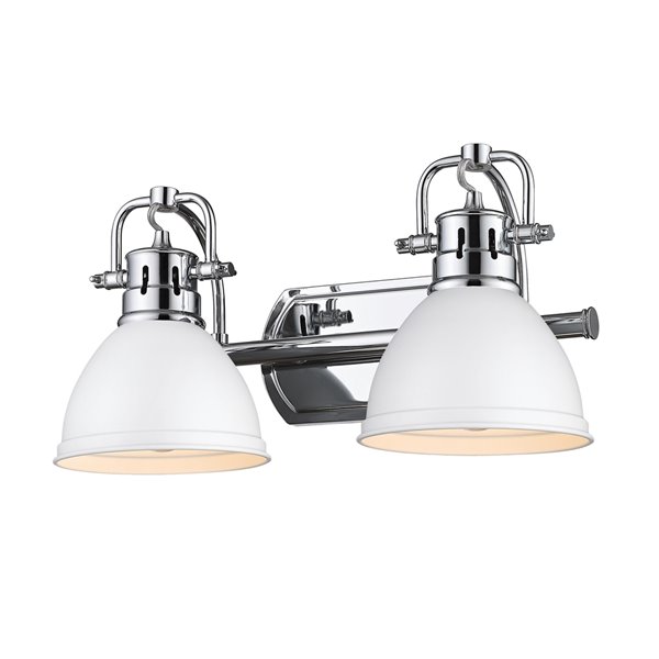 Golden Lighting Duncan 2-light Chrome Industrial Vanity Light with Matte White Shades