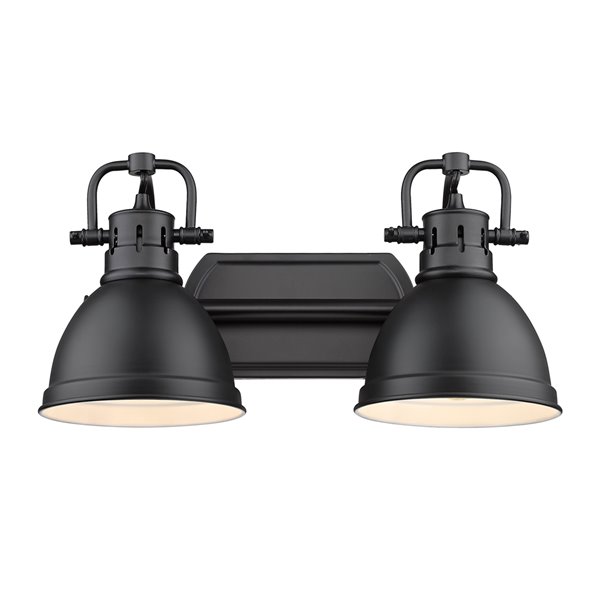 Golden Lighting Duncan 2-light Black Industrial Vanity Light and Black Shades