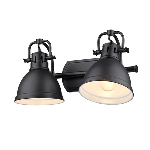 Golden Lighting Duncan 2-light Black Industrial Vanity Light and Black Shades