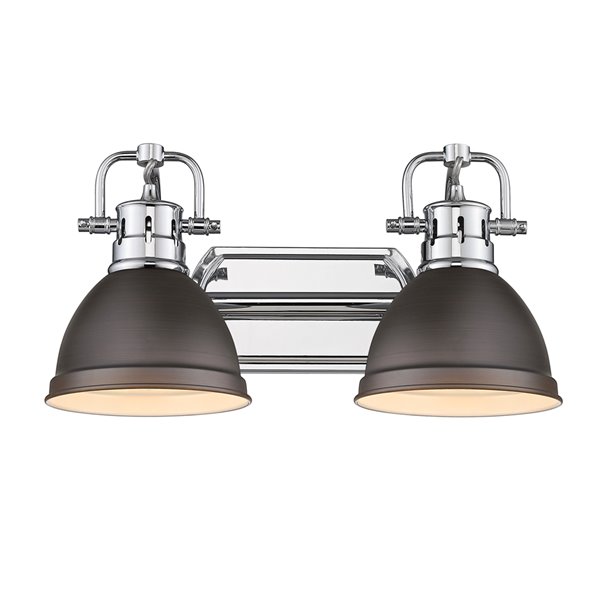 Luminaire Duncan à 2 ampoules pour meuble-lavabo, chrome, abat-jour bronze de Golden Lighting