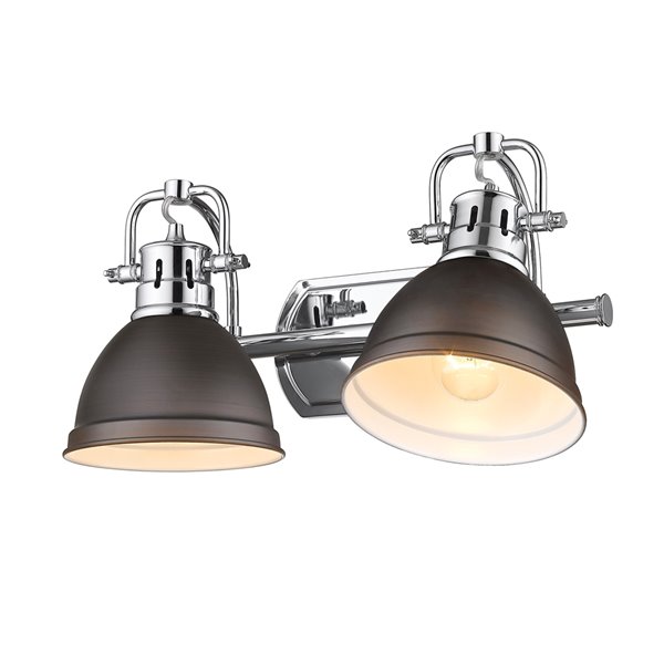 Luminaire Duncan à 2 ampoules pour meuble-lavabo, chrome, abat-jour bronze de Golden Lighting