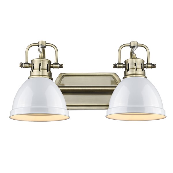 Luminaire Duncan à 2 ampoules pour meuble-lavabo, cuivre, abat-jour blanc de Golden Lighting