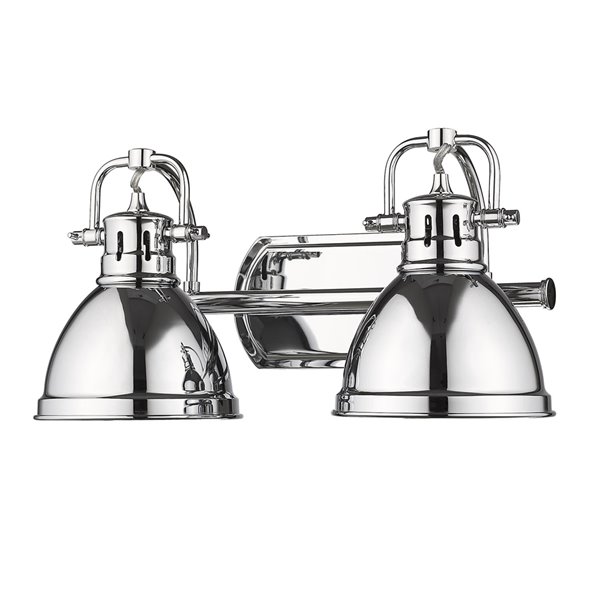 Golden Lighting Duncan 2-light Chrome Industrial Vanity Light with Chrome Shades