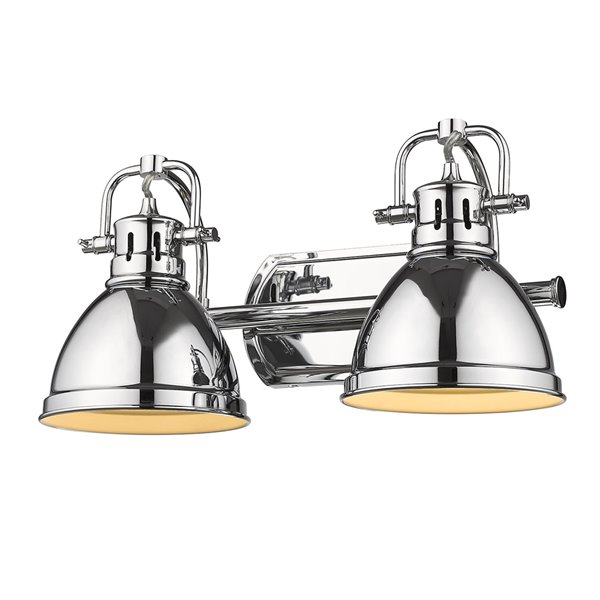 Golden Lighting Duncan 2-light Chrome Industrial Vanity Light with Chrome Shades