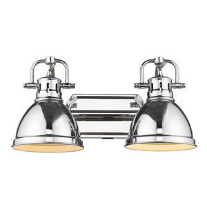 Golden Lighting Duncan 2-light Chrome Industrial Vanity Light with Chrome Shades