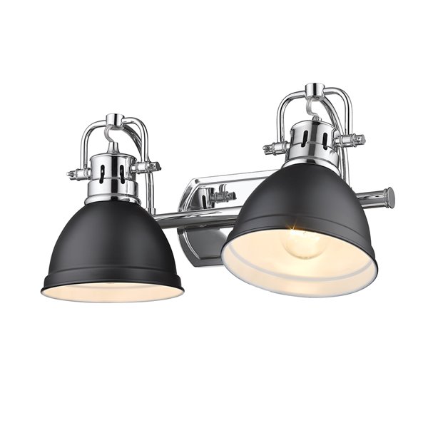 Luminaire Duncan à 2 ampoules pour meuble-lavabo, chrome, abat-jour noir mat de Golden Lighting