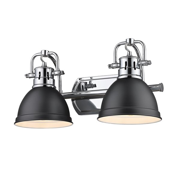 Luminaire Duncan à 2 ampoules pour meuble-lavabo, chrome, abat-jour noir mat de Golden Lighting