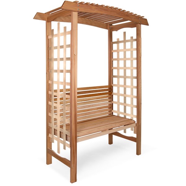 All Things Cedar 60-ft x 86-ft Untreated Wood Garden Arbour with Bench