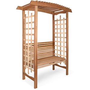 All Things Cedar 60-ft x 86-ft Untreated Wood Garden Arbour with Bench