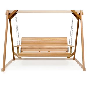 All Things Cedar 3-person Natural Cedar Wood Outdoor Swing