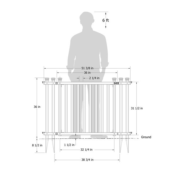 Baskenridge Vinyl Gate Kit w/ Fence Wings (36-inH x 52-inW)