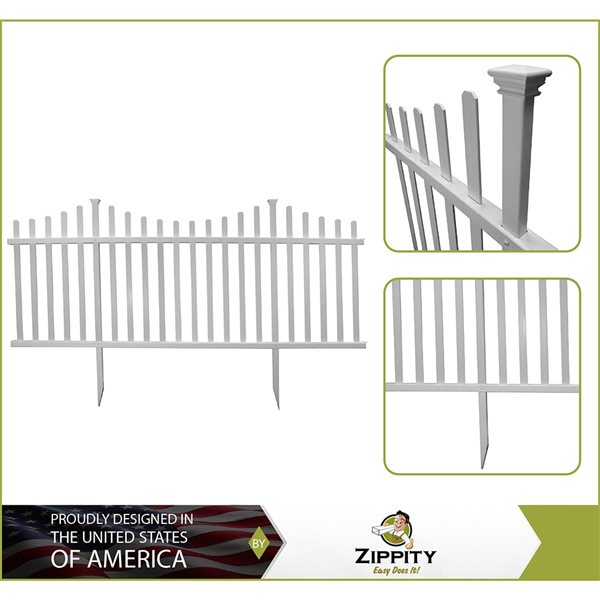 Zippity Outdoor Products Manchester 2-Pack 42 x 92-in  Vinyl Picket Fence Kit