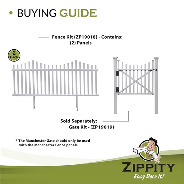 Zippity Outdoor Products 3.5 ft. H x 7.6 ft. W Manchester No-Dig Vinyl Fence  (2 Panels) & Reviews