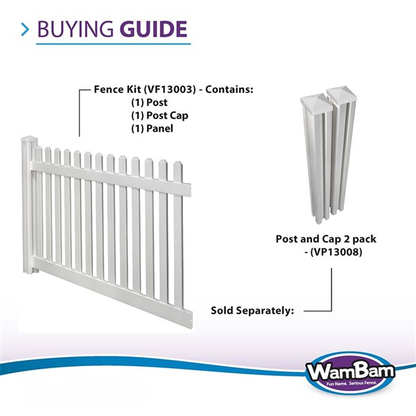 WamBam Fence 48 x 84-in White Vinyl Traditional Fence Panel