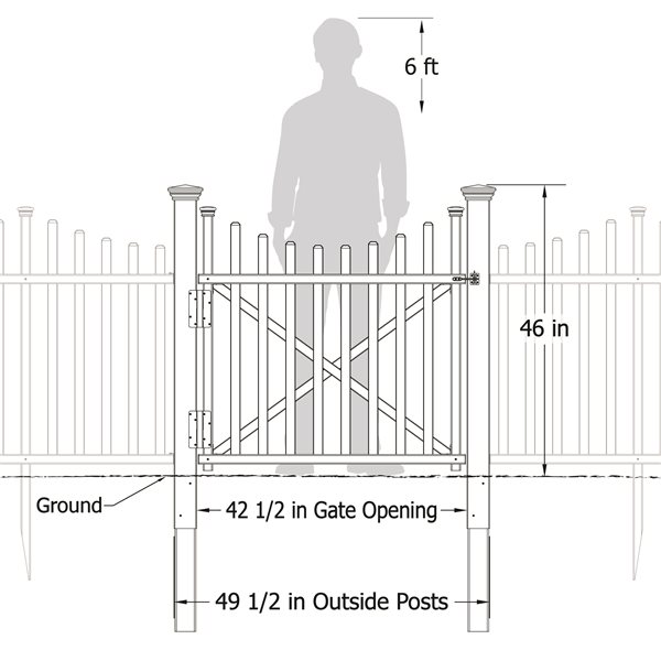 Manchester Gate Vinyl Picket Gate /w Posts (42-inH x 42-inW)