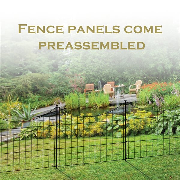 Zippity Outdoor Products 5-Pack 25-in Semi-Permanent Black Metal Garden Fence