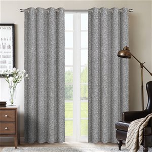 Paire de panneaux de rideaux Bedford par Honolulu Home Fashions, occultants intercalés, polyester, gris, L 95 po X l 54 po
