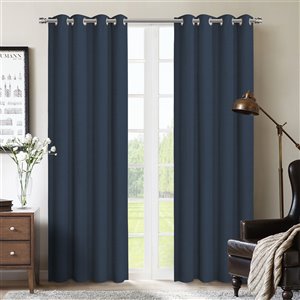Paire de panneaux de rideaux Allegheny par Honolulu Home Fashions occultants en polyester, bleu marine, 84 po L X 54 po l